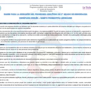 Programa Analítico Ciclo Escolar 2024 - 2025 - 1° de Secundaria