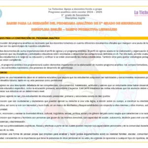Programa Analítico Ciclo Escolar 2024 - 2025 - 2° de Secundaria