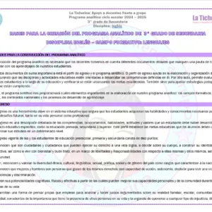 Programa Analítico Ciclo Escolar 2024 - 2025 - 3° de Secundaria