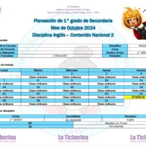 Planeación Inglés Octubre Contenido 2 / 1° de Secundaria Ciclo 2024 2025