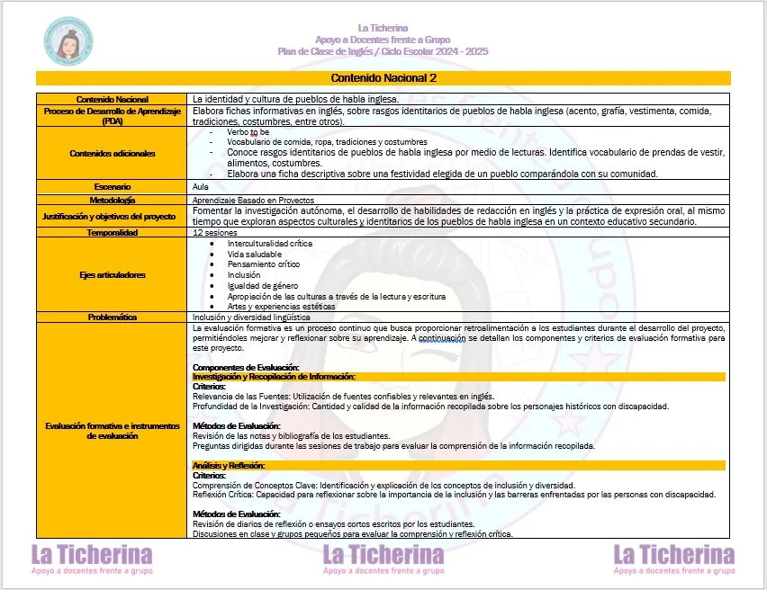 Planeación Inglés Octubre Contenido 2 / 2° de Secundaria Ciclo 2024 2025 - Imagen 2