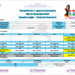 Planeación Inglés Noviembre Contenido 3 / 1° de Secundaria Ciclo 2024 2025