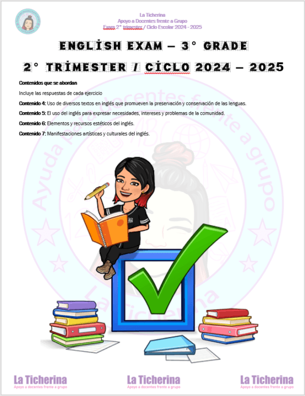 Examen 2° Trimestre de Inglés Ciclo 2024 - 2025 / 3° de Secundaria