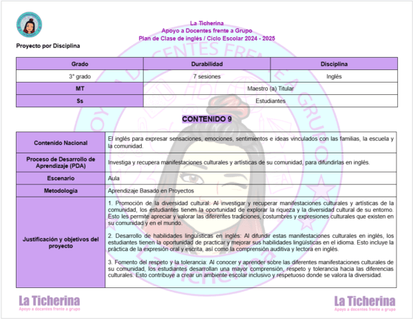 Planeación Inglés ABRIL Contenido 9 / 3° de Secundaria Ciclo 2024 - 2025