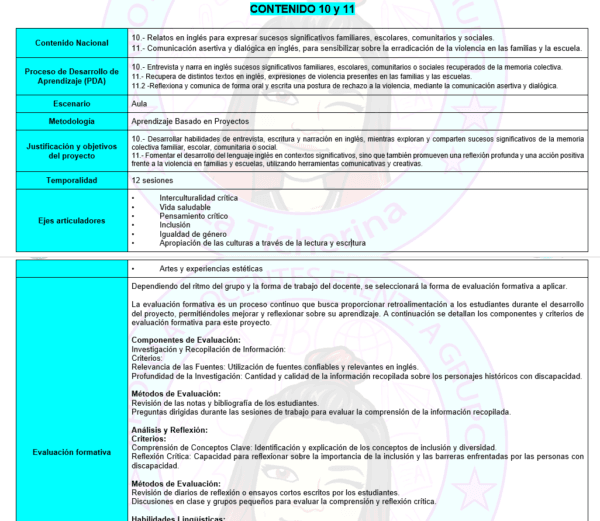 Planeación Inglés MAYO Contenido 10 y 11 / 1° de Secundaria Ciclo 2024 - 2025 - Imagen 2