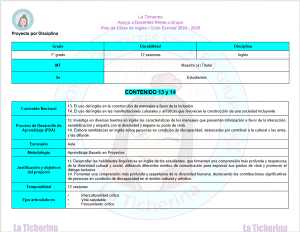 Planeación Inglés JUNIO Contenido 13 y 14 / 1° de Secundaria Ciclo 2024 - 2025 - Imagen 2