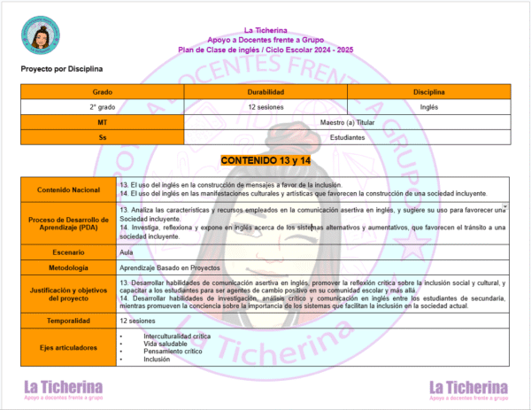 Planeación Inglés JUNIO Contenido 13 y 14 / 2° de Secundaria Ciclo 2024 - 2025 - Imagen 2