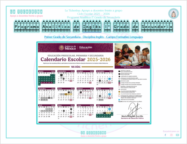 Bundle Programa Analítico de Inglés 2025 - 2026 | 1° 2° 3° de Secundaria Inglés