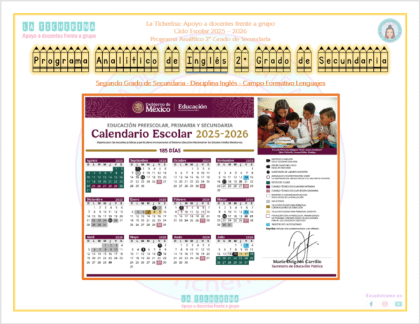 Programa Analítico de Inglés 2025 - 2026 | 2° de Secundaria Inglés