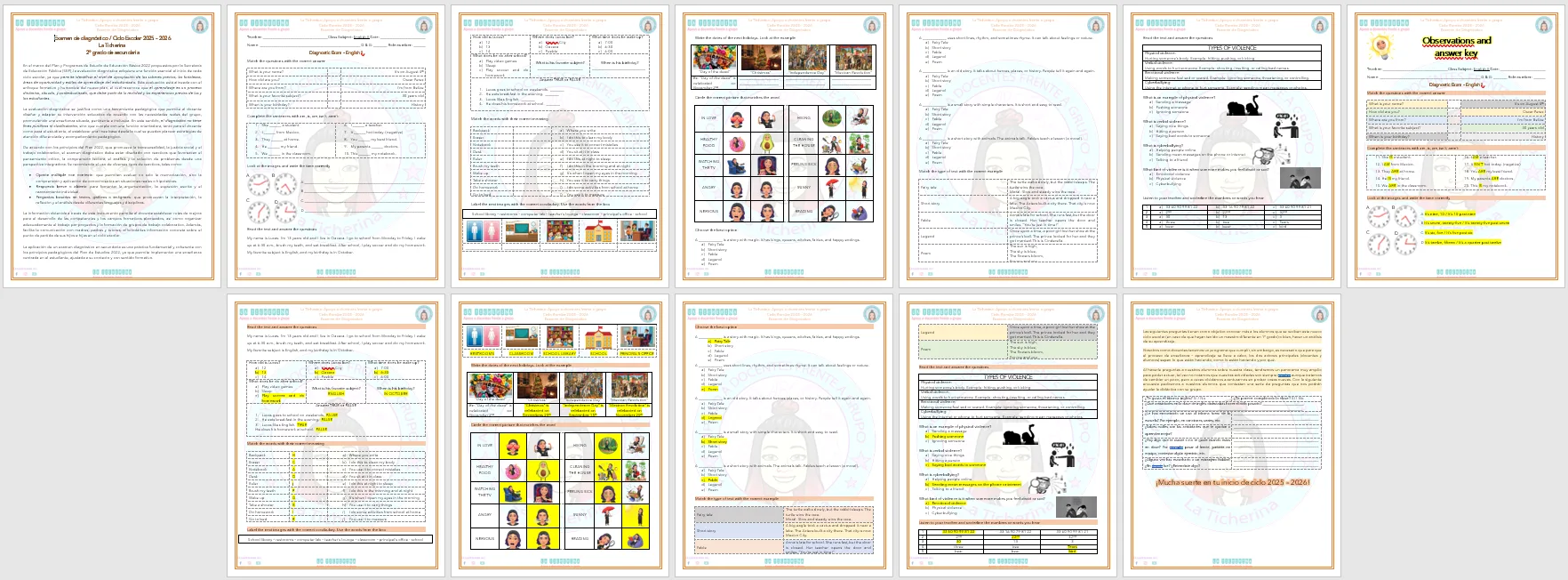 Examen de Diagnóstico de Inglés Secundaria | 2° grado | Ciclo 25-26