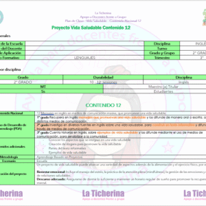 Planeación Inglés Contenido 12 / Vida Saludable / 2° de Secundaria Ciclo 2024 - 2025