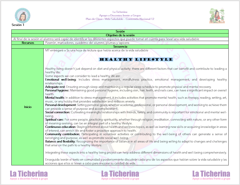 Planeación Inglés Contenido 12 / Vida Saludable / 2° de Secundaria Ciclo 2024 - 2025 - Imagen 2
