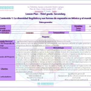 Planeación Inglés Contenido 1 / La diversidad lingüística y sus formas de expresión en México y el mundo / 3° de Secundaria Ciclo 2025 - 2026