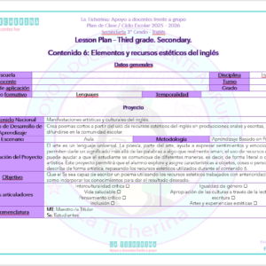 Planeación Inglés Contenido 7 / Manifestaciones artísticas y culturales / 3° de Secundaria Ciclo 2025 - 2026