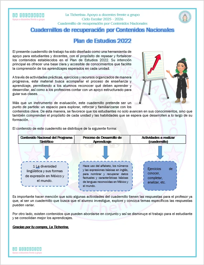 Cuadernillo de Recuperación de Inglés y Examen extraordinario / 1° de Secundaria Ciclo 2025 - 2026