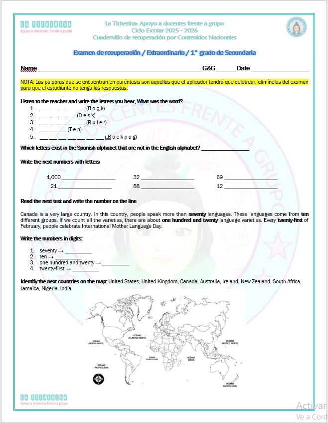 Cuadernillo de Recuperación de Inglés y Examen extraordinario / 1° de Secundaria Ciclo 2025 - 2026 - Imagen 4