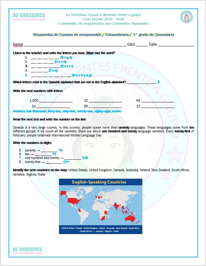Cuadernillo de Recuperación de Inglés y Examen extraordinario / 1° de Secundaria Ciclo 2025 - 2026 - Imagen 5
