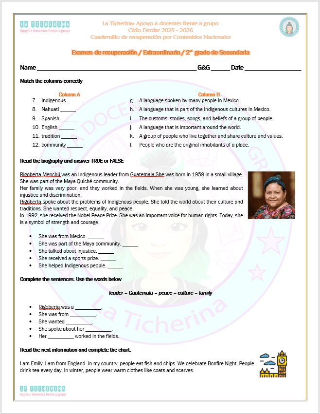 Bundle Examen extraordinario de inglés / 1° 2° 3° de Secundaria Ciclo 2025 - 2026 - Imagen 5