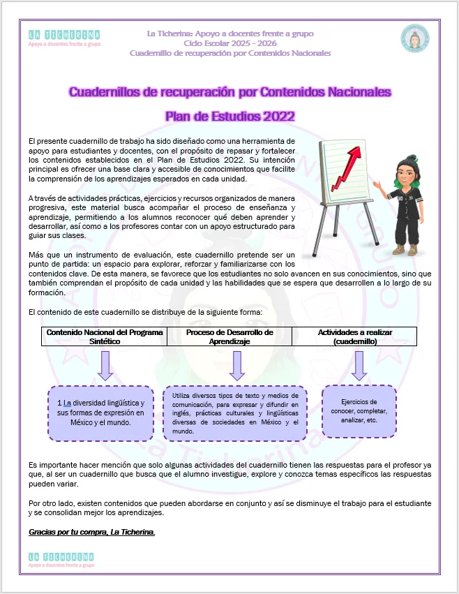 Cuadernillo de Recuperación de Inglés y Examen extraordinario / 3° de Secundaria Ciclo 2025 - 2026