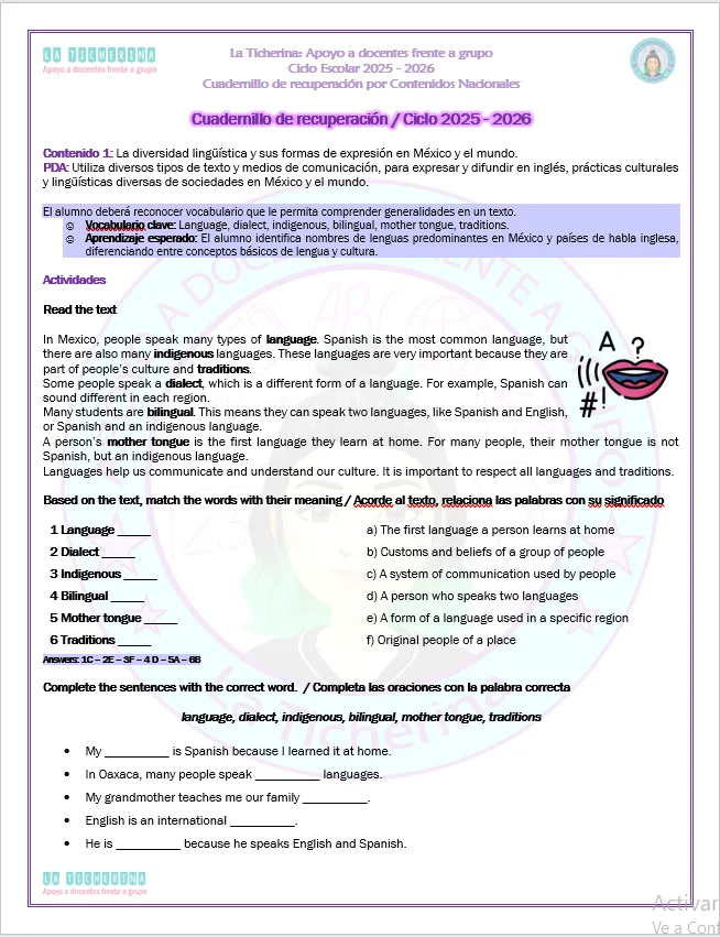 Cuadernillo de Recuperación de Inglés y Examen extraordinario / 3° de Secundaria Ciclo 2025 - 2026 - Imagen 3