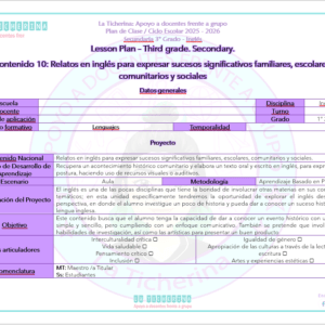 Planeación Inglés Contenido 10 / Relatos en inglés... / 3° de Secundaria Ciclo 2025 - 2026