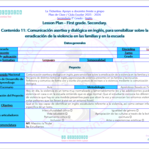 Planeación Inglés Contenido 11 / Comunicación asertiva... / 1° de Secundaria Ciclo 2025 - 2026
