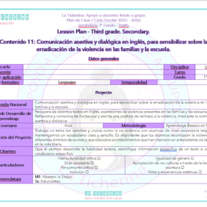 Planeación Inglés Contenido 11 / Comunicación asertiva... / 3° de Secundaria Ciclo 2025 - 2026