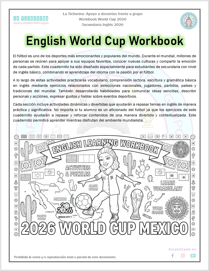 English World Cup 2026 Workbook | 1° 2° 3° de Secundaria | Mundial 2026