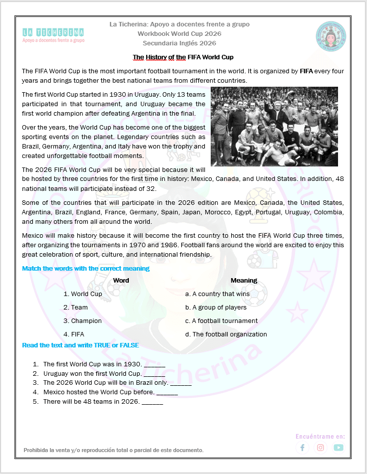 English World Cup 2026 Workbook | 1° 2° 3° de Secundaria | Mundial 2026 - Imagen 2