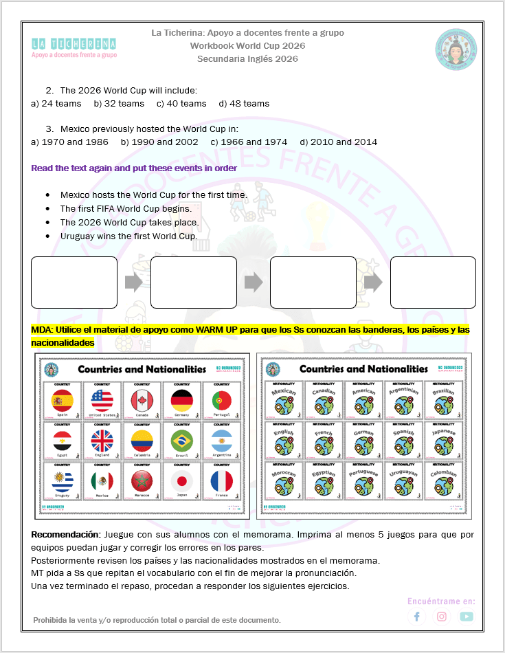 English World Cup 2026 Workbook | 1° 2° 3° de Secundaria | Mundial 2026 - Imagen 3