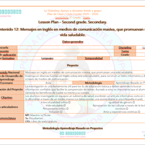 Planeación Inglés Contenido 12 / Vida saludable... / 2° de Secundaria Ciclo 2025 - 2026